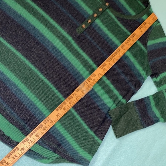 TERRA & SKY henley long sleeve waffle thermal pullover green blue top size 14W - Picture 12 of 13